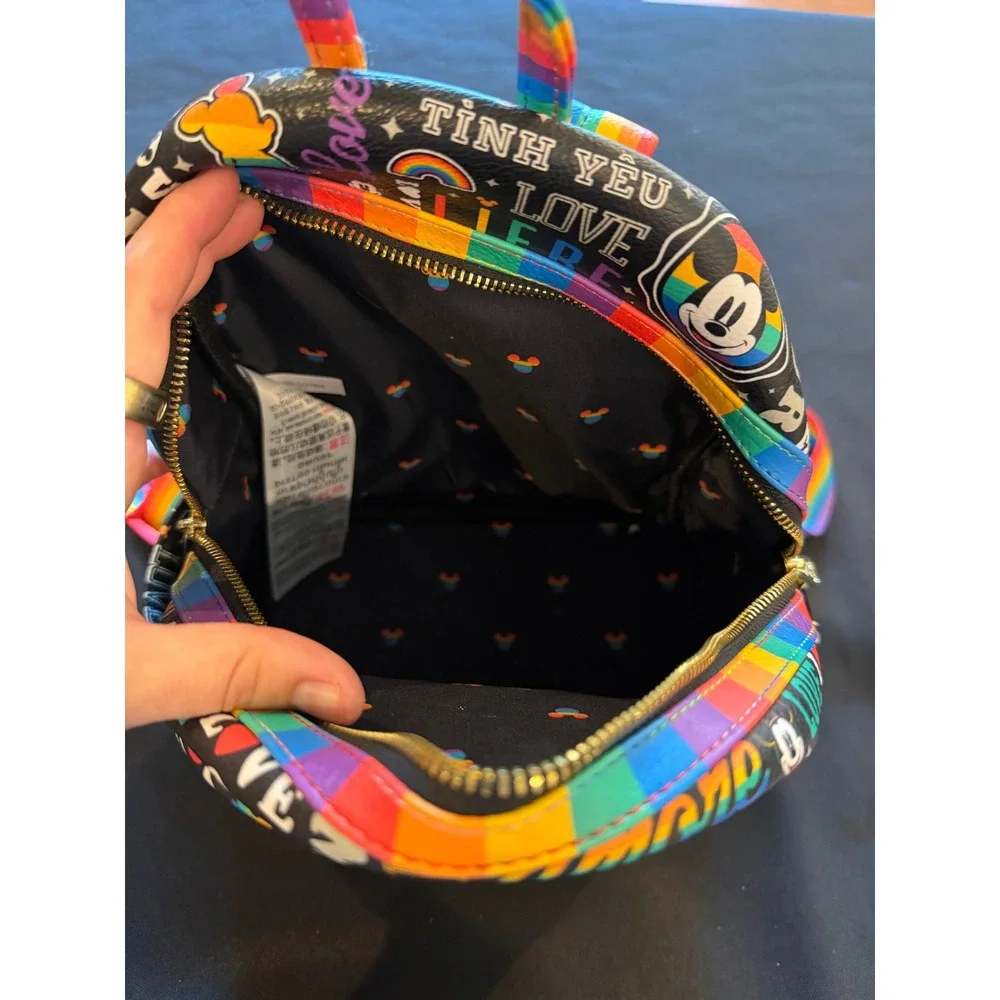 Disney Parks Loungefly Pride Mickey Mouse Love Rainbow Mini Backpack Black Bag